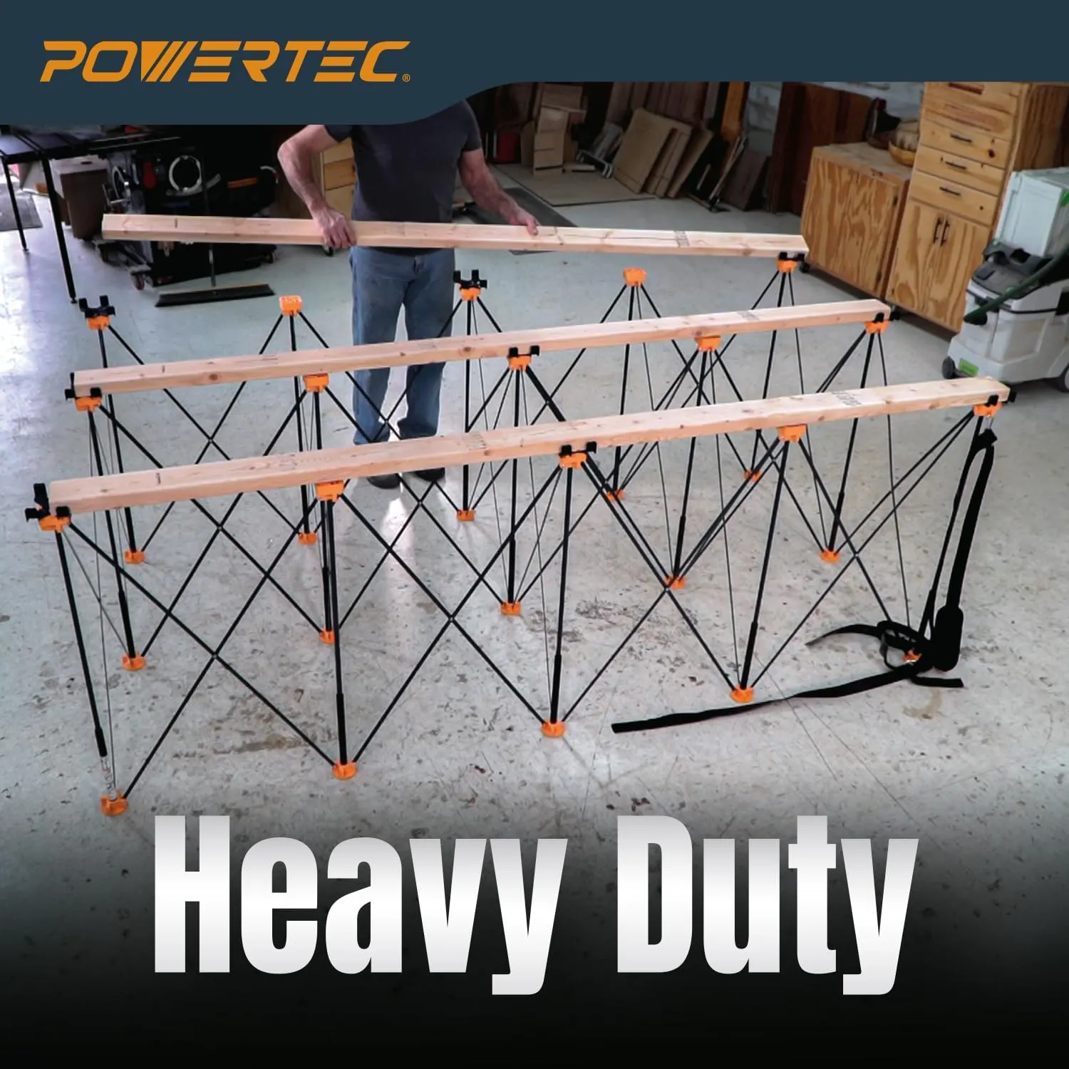 POWERTEC Arachni Flex Portable Workbench 4x6ft Collapsible Workstand - Heavy Duty Folding Work Table Base, 4500 lbs Capacity 36 Inch Work Height, No Assembly Mobile Work Station w/Carry Strap (71929)