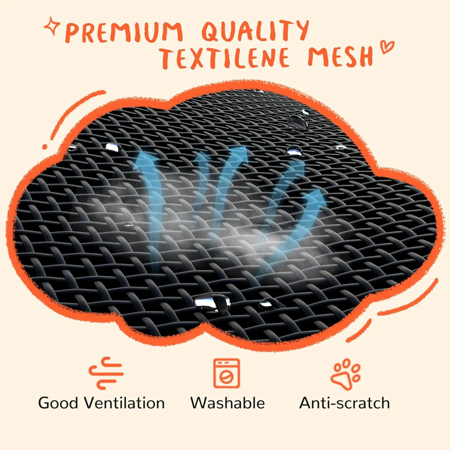 PRAISUN XL Outdoor Dog Bed, Elevated Dog Bed with Durable Oxford Fabric, Textilene Mesh, Metal Frame for Indoors, Outdoors, Lawn, Black