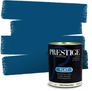 PRESTIGE Paints Exterior Paint and Primer In One, 1-Gallon, Flat, Comparable Match of Sherwin Williams* Dignity Blue*