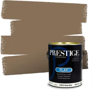 PRESTIGE Paints Exterior Paint and Primer In One, 1-Gallon, Flat, Comparable Match of Sherwin Williams* Thatch Brown*