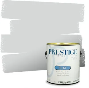 PRESTIGE Paints P100-P-SW6253 Interior Paint and Primer in One, 1-Gallon, Flat, Comparable Match of Sherwin Williams Olympus White, 1 Gallon, SW215-Olympus