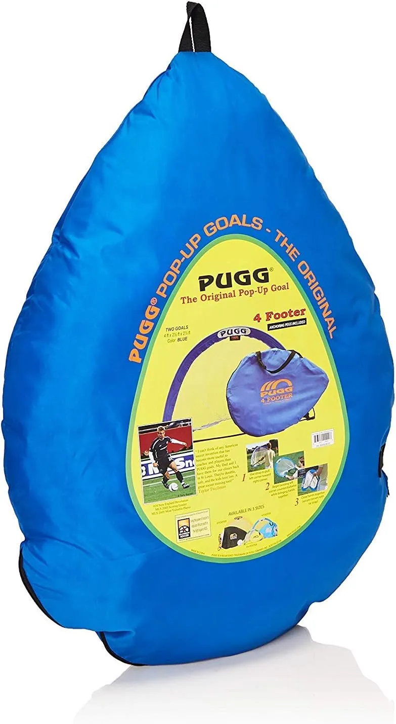 PUGG Pop Up Soccer Goal, Portable Training Football Knitted Poly Net Equipment, The Original Pickup Game Goal, Includes Two Goals & Bag