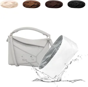 Puzzle Bag Organizer Insert, Lightweight Purse Inner Compatible with Loewe Puzzle, Waterproof Dupontpaper Surface and Silky Satin Lining (Small, Pearl Grey)