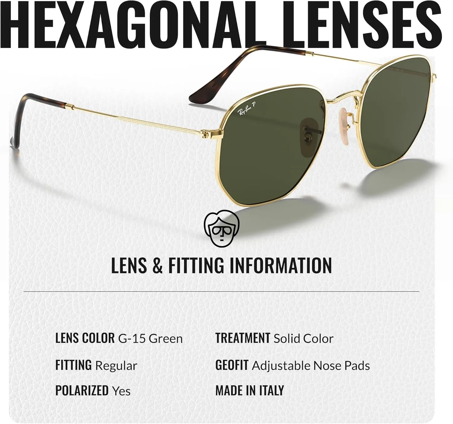 Ray-Ban RB3548N Hexagonal Flat Lenses Sunglasses With Eyewear Kit Bundle - Adjustable Nose Pads - Retro Sunglasses