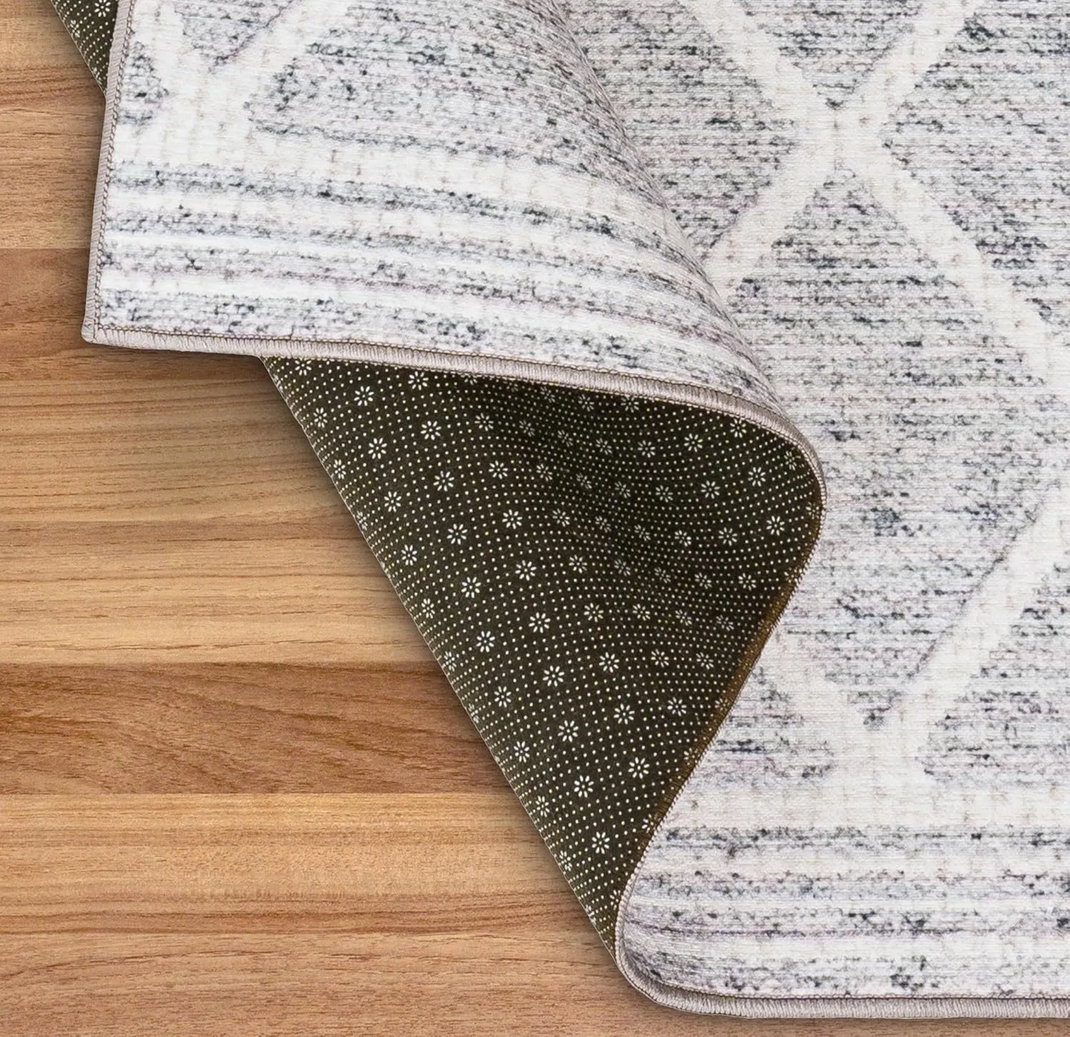 ReaLife Rugs Machine Washable Area Rug Runner - Living Room Bedroom Bathroom Kitchen Entryway Office - Padded Low Pile Stain Resistant Premium - Boho Modern Farmhouse - Tessa - Gray Ivory 2'6" x 10'