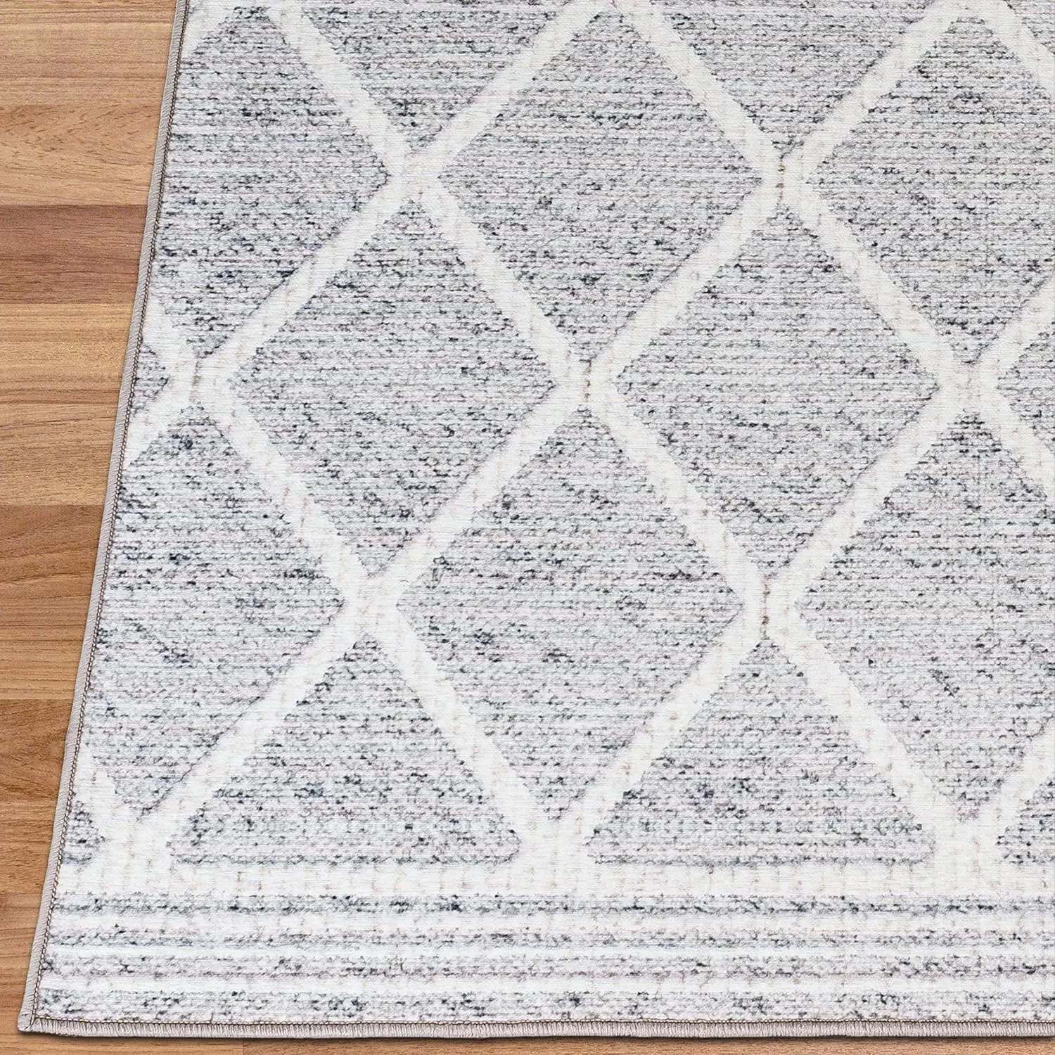 ReaLife Rugs Machine Washable Area Rug Runner - Living Room Bedroom Bathroom Kitchen Entryway Office - Padded Low Pile Stain Resistant Premium - Boho Modern Farmhouse - Tessa - Gray Ivory 2'6" x 10'