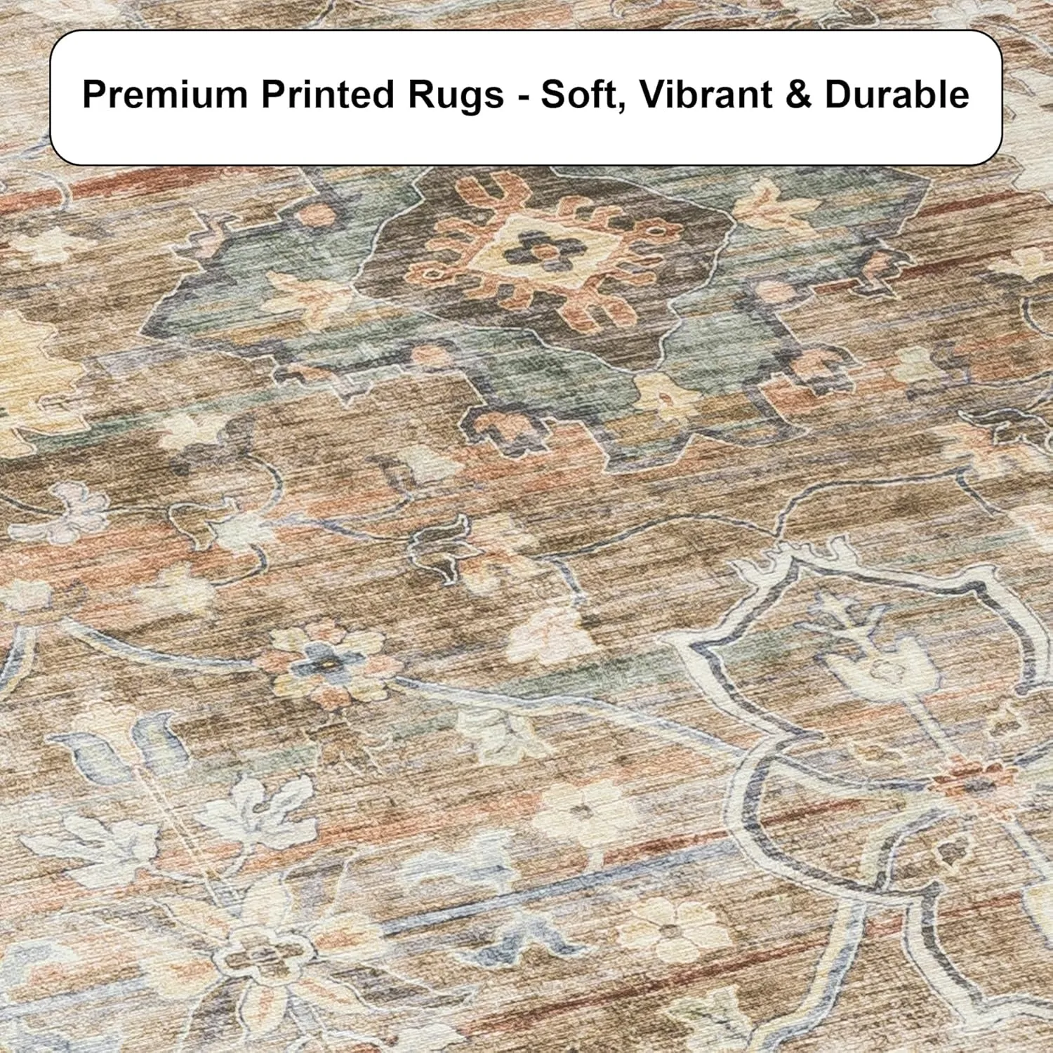 ReaLife Rugs Machine Washable Area Rug Runner - Living Room Bedroom Bathroom Kitchen Entryway - Padded Low Pile Stain Resistant Premium - Boho Farmhouse Vintage - BEV - Beige Tan Brown 2'6" x 8'