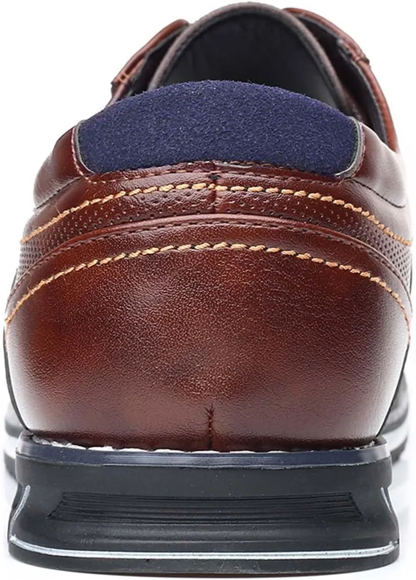 Recyphi Men's Dress Shoes Breathable Business Oxford Derby Orthopedic Leather Shoes Casual Walking Shoes Office Flats