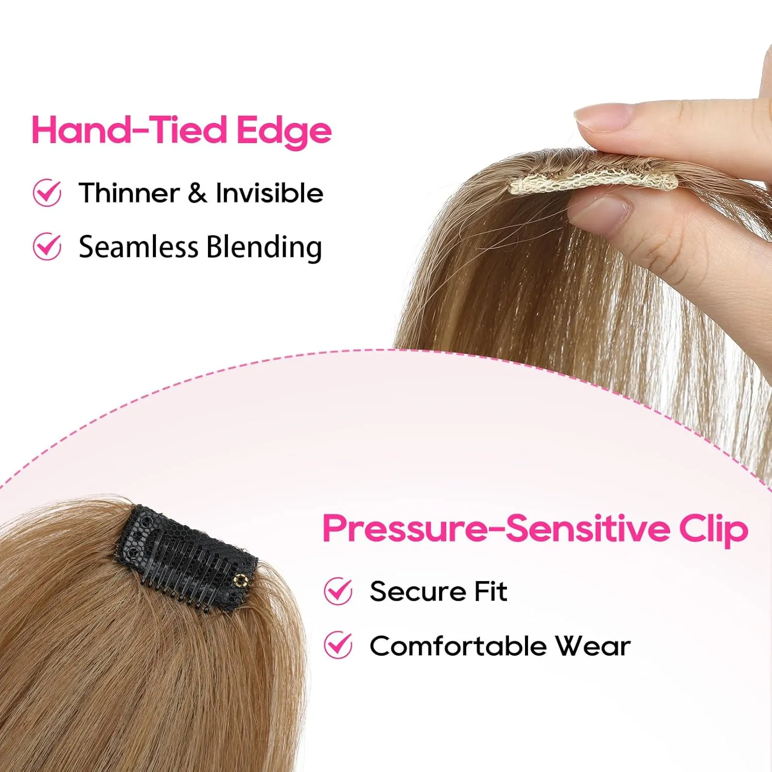 REECHO Clip in Hair Volumizer, 2PCS 8 inch Short Thick Clip in Hairpieces Adding Extra Volume Hair Extensions for Women with Thin Fine -Light Brown with Blonde Highlights