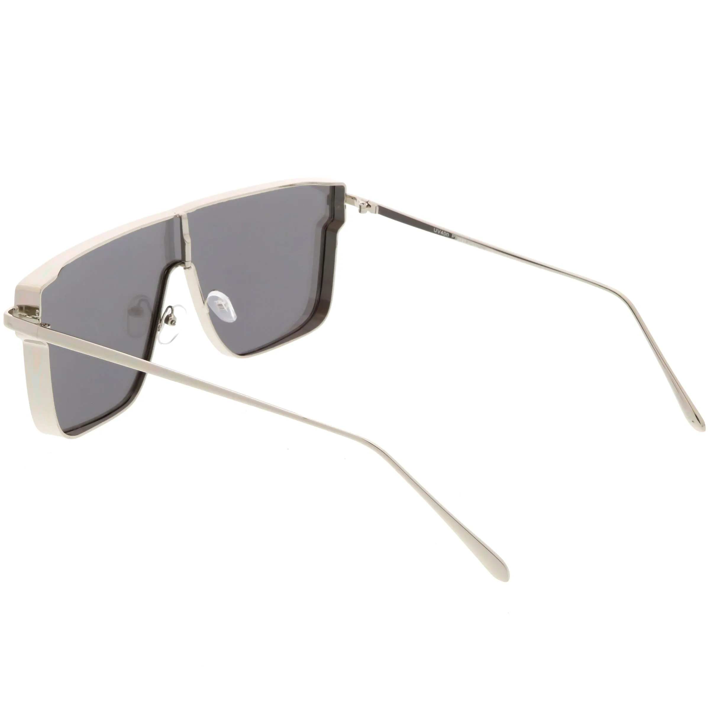 Retro Modern Flat Top Mirrored Lens Shield Aviator Sunglasses C421
