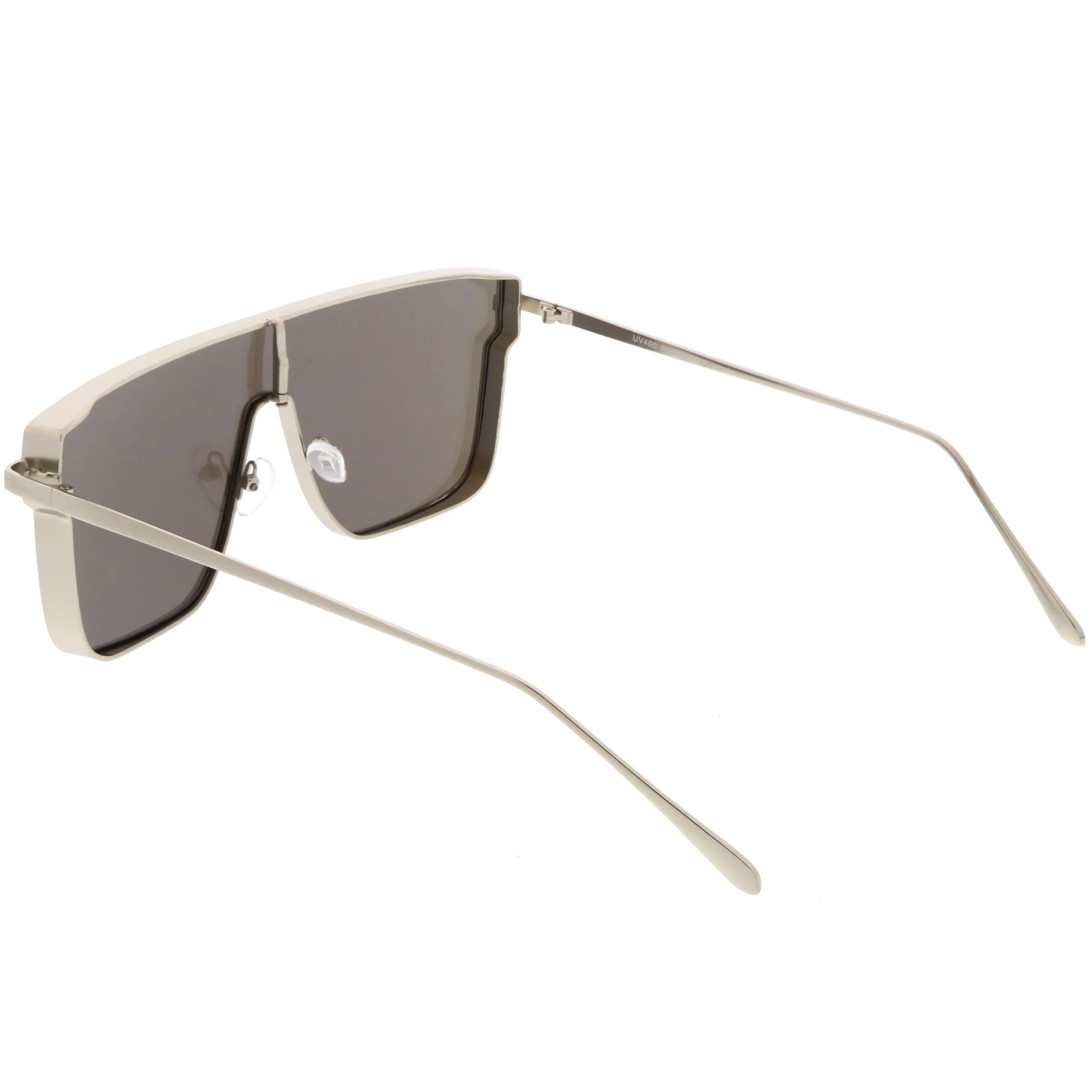 Retro Modern Flat Top Mirrored Lens Shield Aviator Sunglasses C421