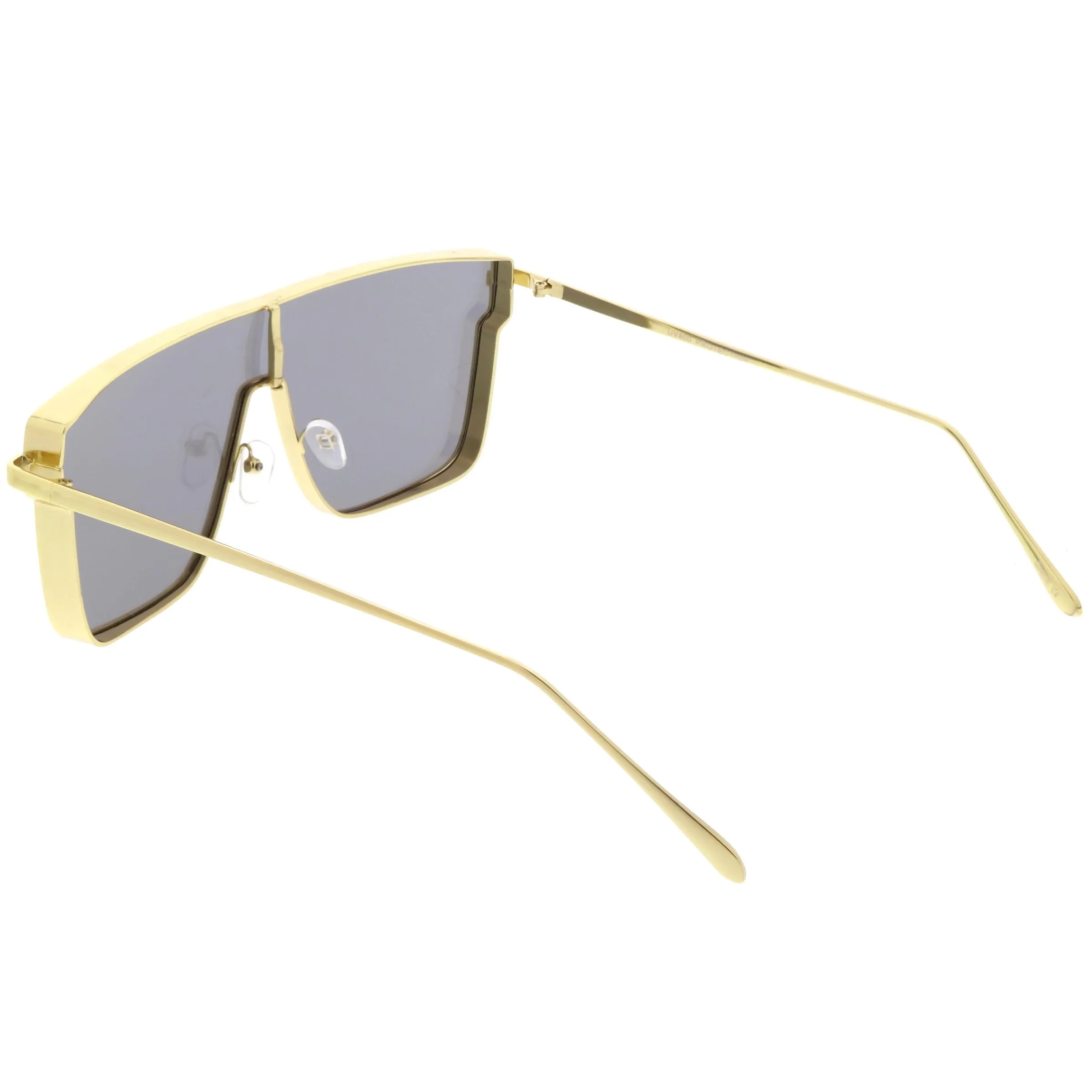 Retro Modern Flat Top Mirrored Lens Shield Aviator Sunglasses C421