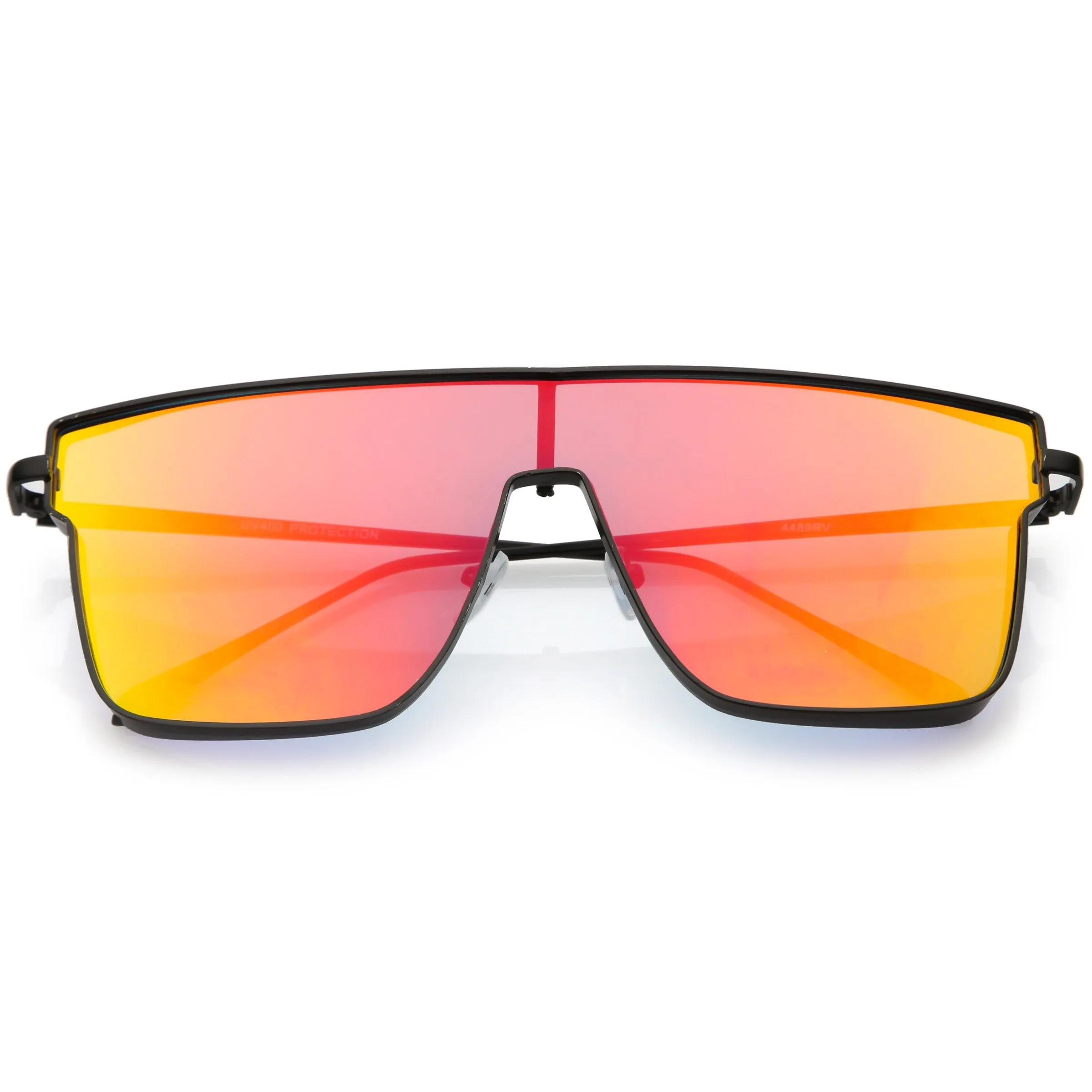 Retro Modern Flat Top Mirrored Lens Shield Aviator Sunglasses C421