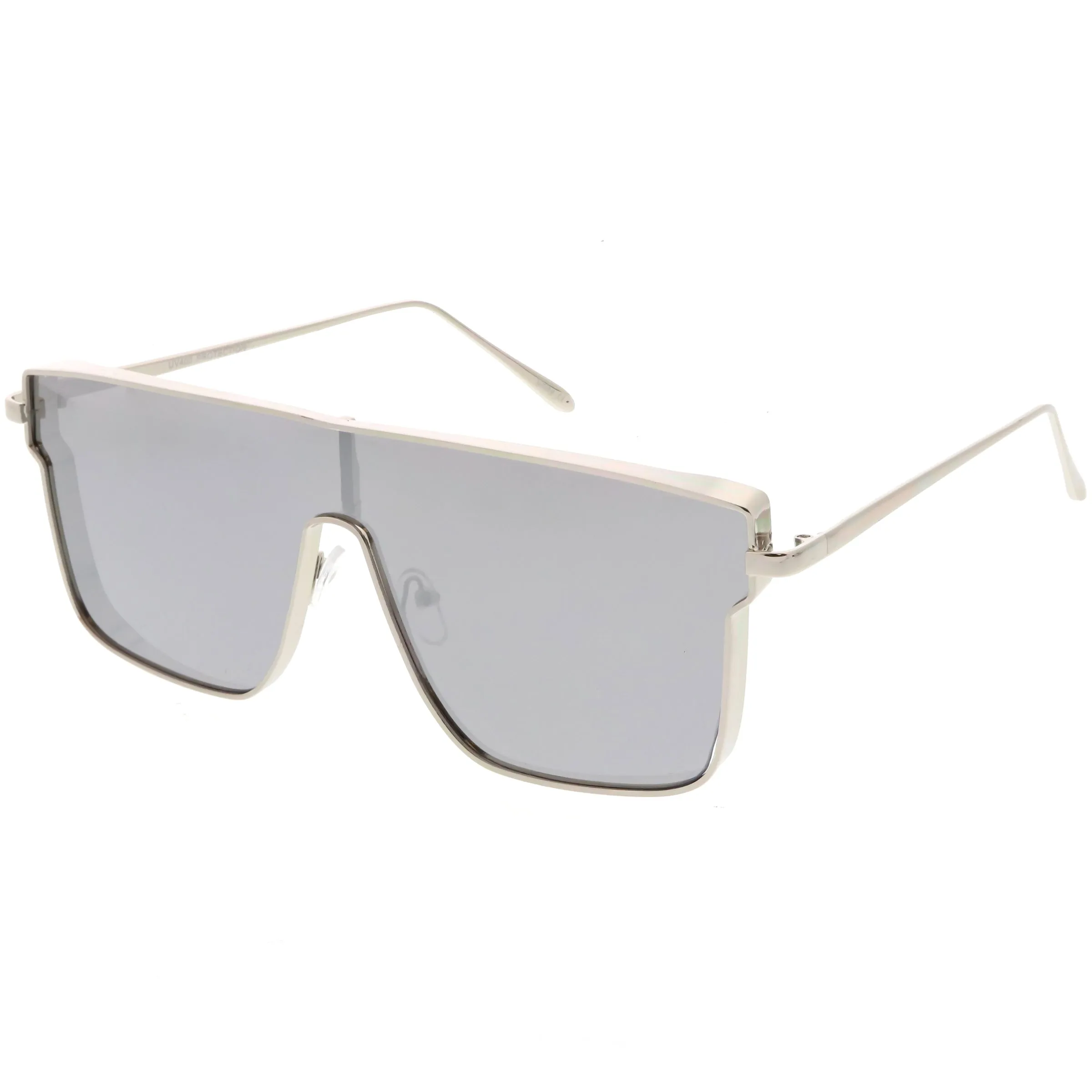 Retro Modern Flat Top Mirrored Lens Shield Aviator Sunglasses C421