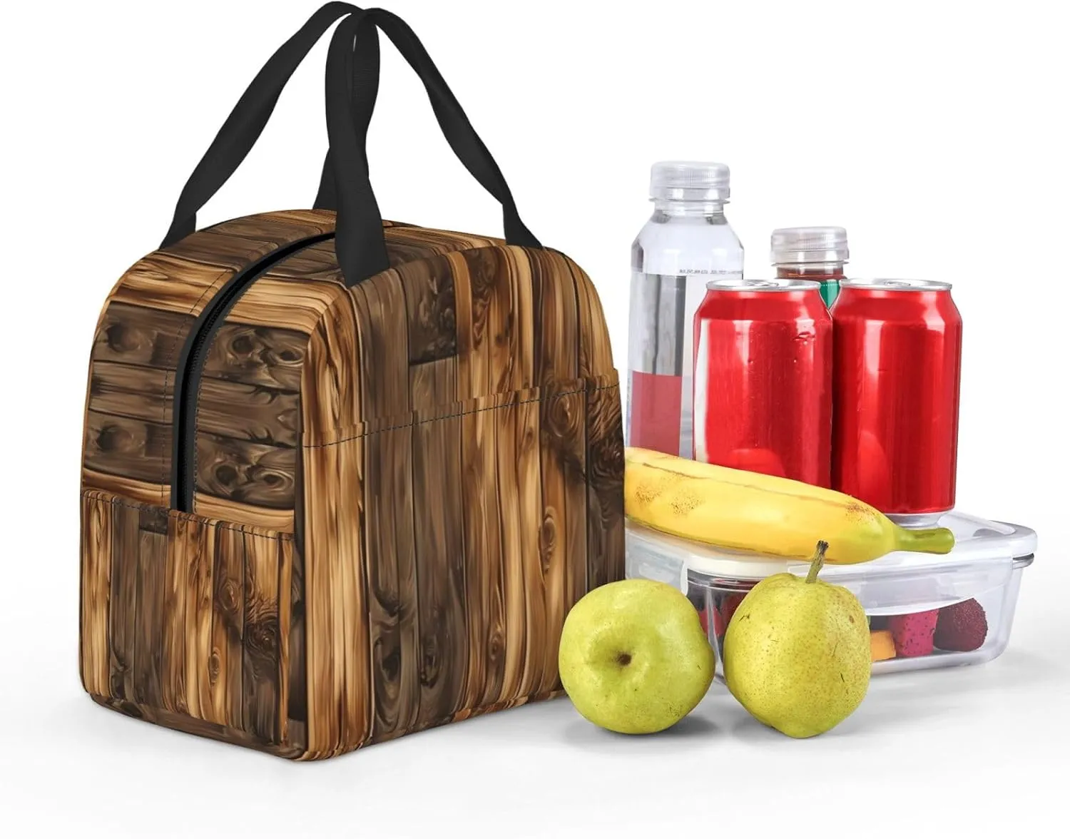 Retro Plank Lunch Bag for Women Men Insulated Lunch Box for Work/Picnic/Travel Reusable Durable Lunch Box