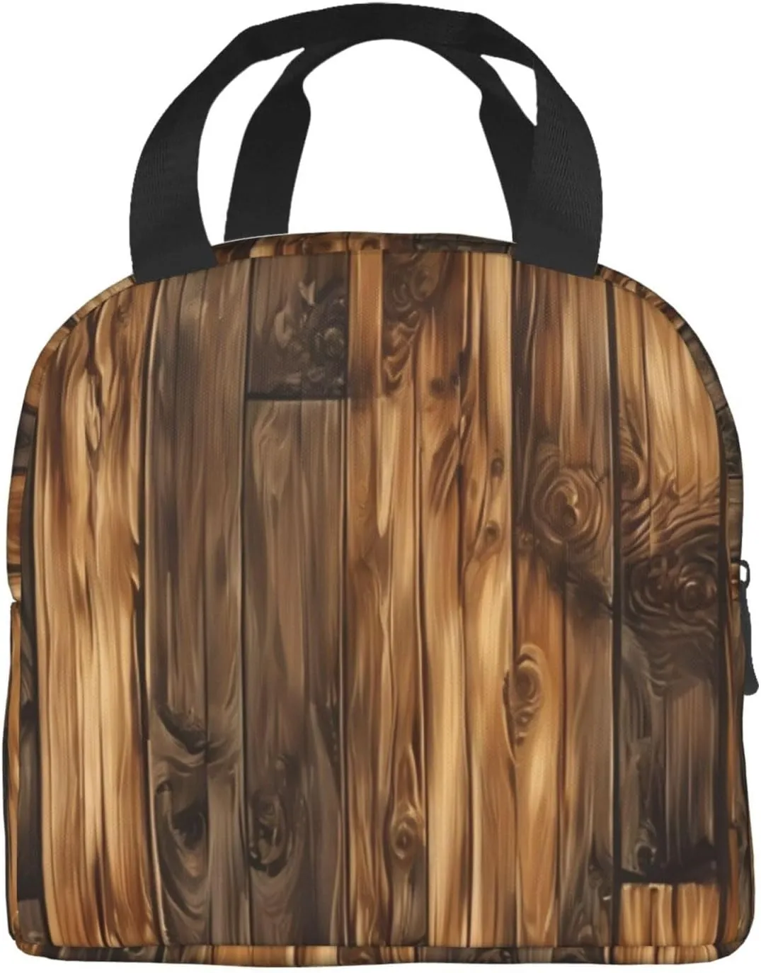 Retro Plank Lunch Bag for Women Men Insulated Lunch Box for Work/Picnic/Travel Reusable Durable Lunch Box