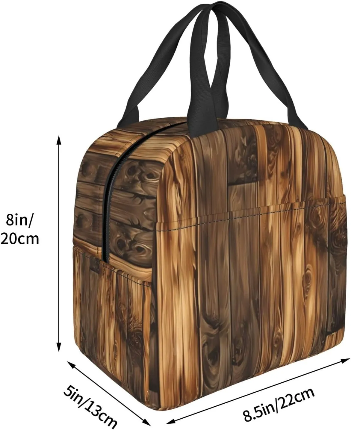 Retro Plank Lunch Bag for Women Men Insulated Lunch Box for Work/Picnic/Travel Reusable Durable Lunch Box