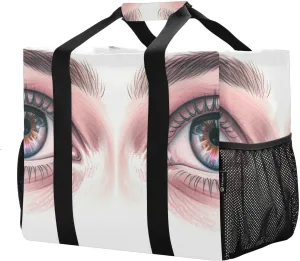 Reusable Grocery Bags Foldable Woman's Innocent Eyes Shopping Bags, Heavy Duty Grocery Bags with Reinforced Bottom & Handles