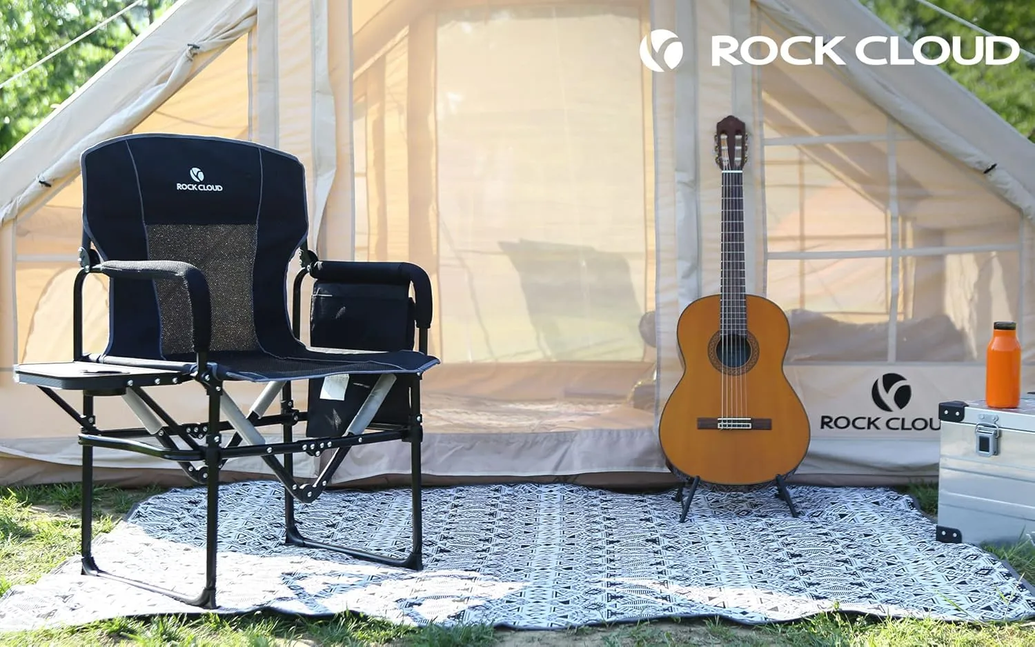 ROCK CLOUD Folding Camping Chair with Storage Pocket and Side Table Compact Portable Camp Chairs Outdoor for Camp Lawn Hiking Fishing Sports