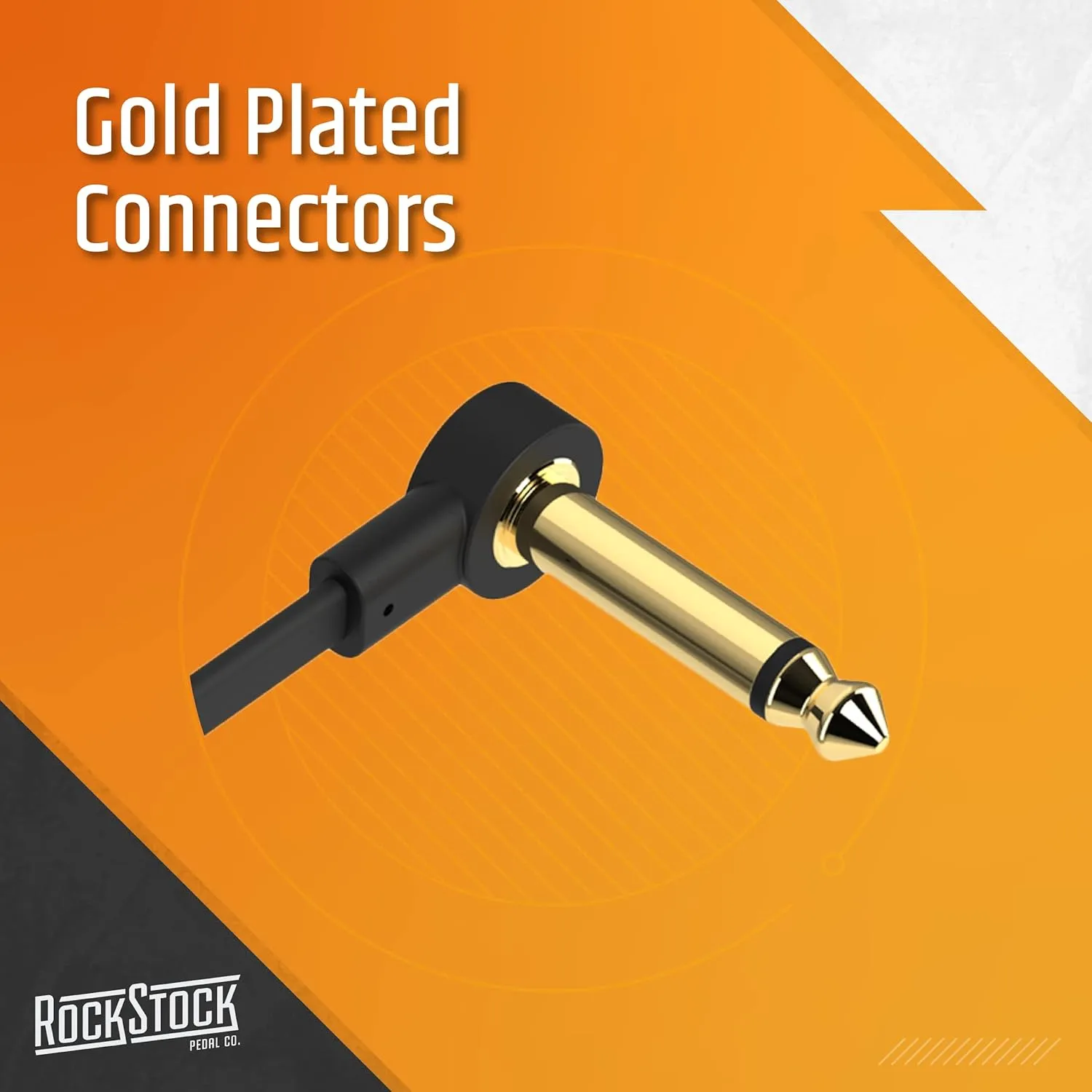 Rock Stock Guitar Flat Patch Cables (Pack of 3) - 6 Inch S-Shape Ultra-Thin Effect Guitar Pedal Patch Cables - Right-Angle, Black with Durable Gold Plated Connectors, Maximize Pedalboard Space
