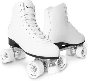Roller Skates for Women with PU Leather High-top Double Row Rollerskates, Unisex-Adult Indoor Outdoor Derby Skate with Adjustable Fast Braking for Beginner