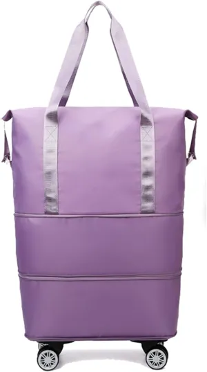 Rolling Duffle Bag with Wheels - Expandable Travel Bag with 360° Spinner Wheels | Carry-On Weekender Bag | Waterproof Foldable Luggage for Men & Women(Purple)