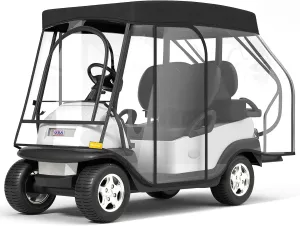 Rosefray Golf Cart Enclosure - 2 2 Drivable Rain Cover for Short Roof 58" EZGO, Club Car - Durable Door Zipper, 4-Sided Clear Windows (4 Seater)