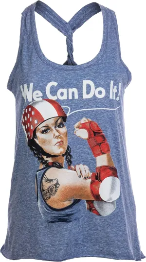 Rosie The Skater | Roller Derby Funny Riveter Racerback Girl Tank Top for Women
