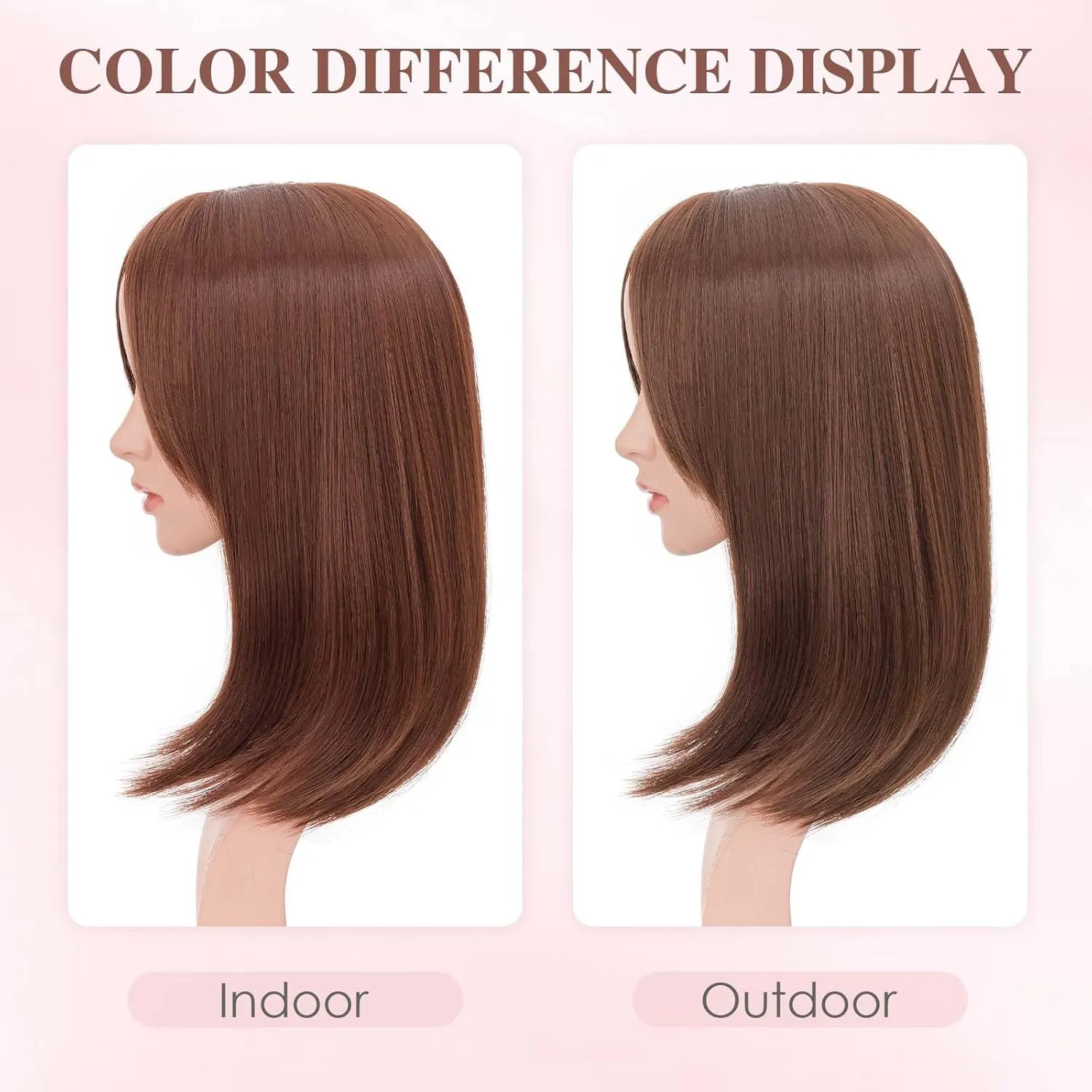 S-noilite 14inch Hair Toppers for Women with Bang Long Straight Clip in HairPieces for Women with Thinning Hair Add Volume Medium Brown