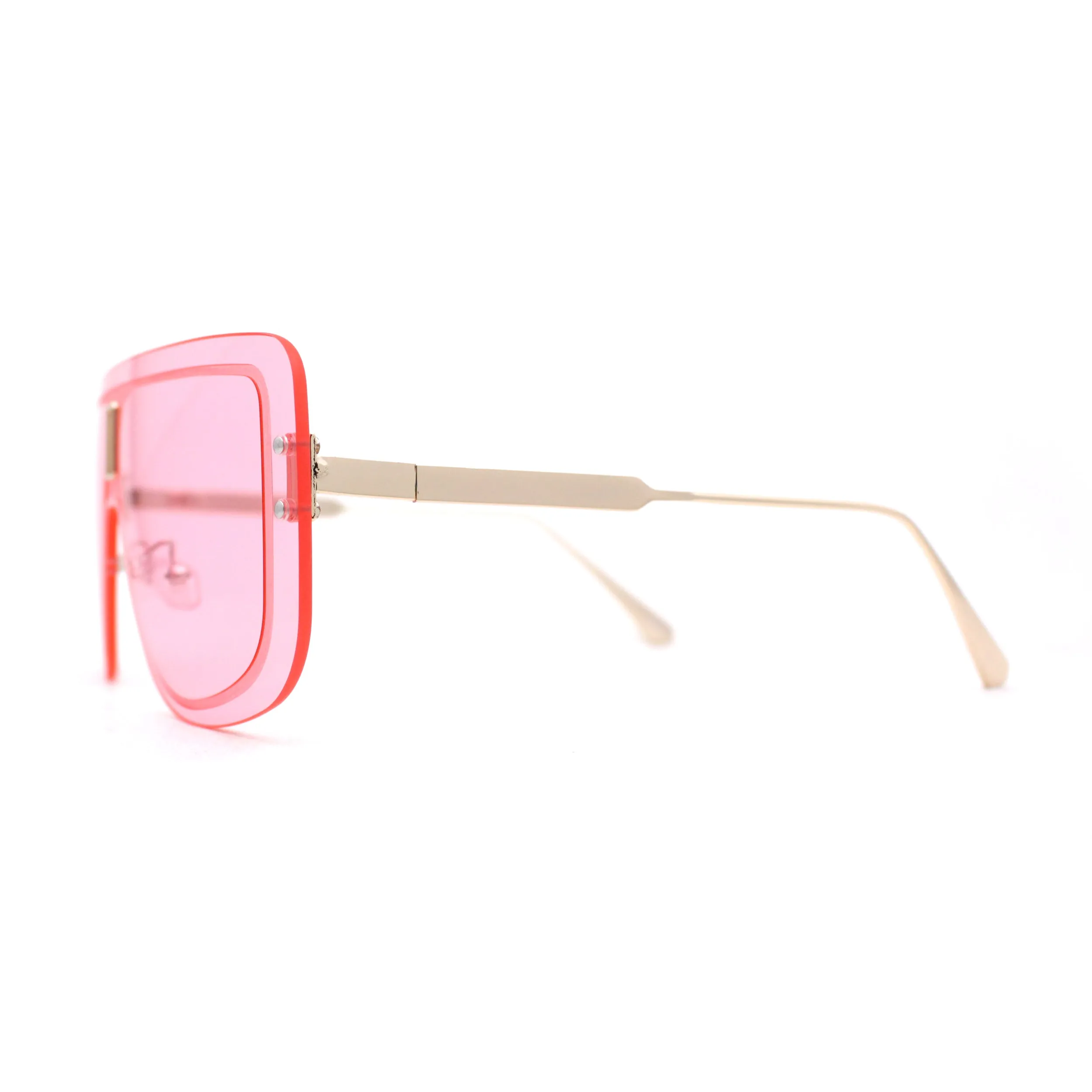 SA106 Full Rimless Flat Top Shield Mobster Sunglasses