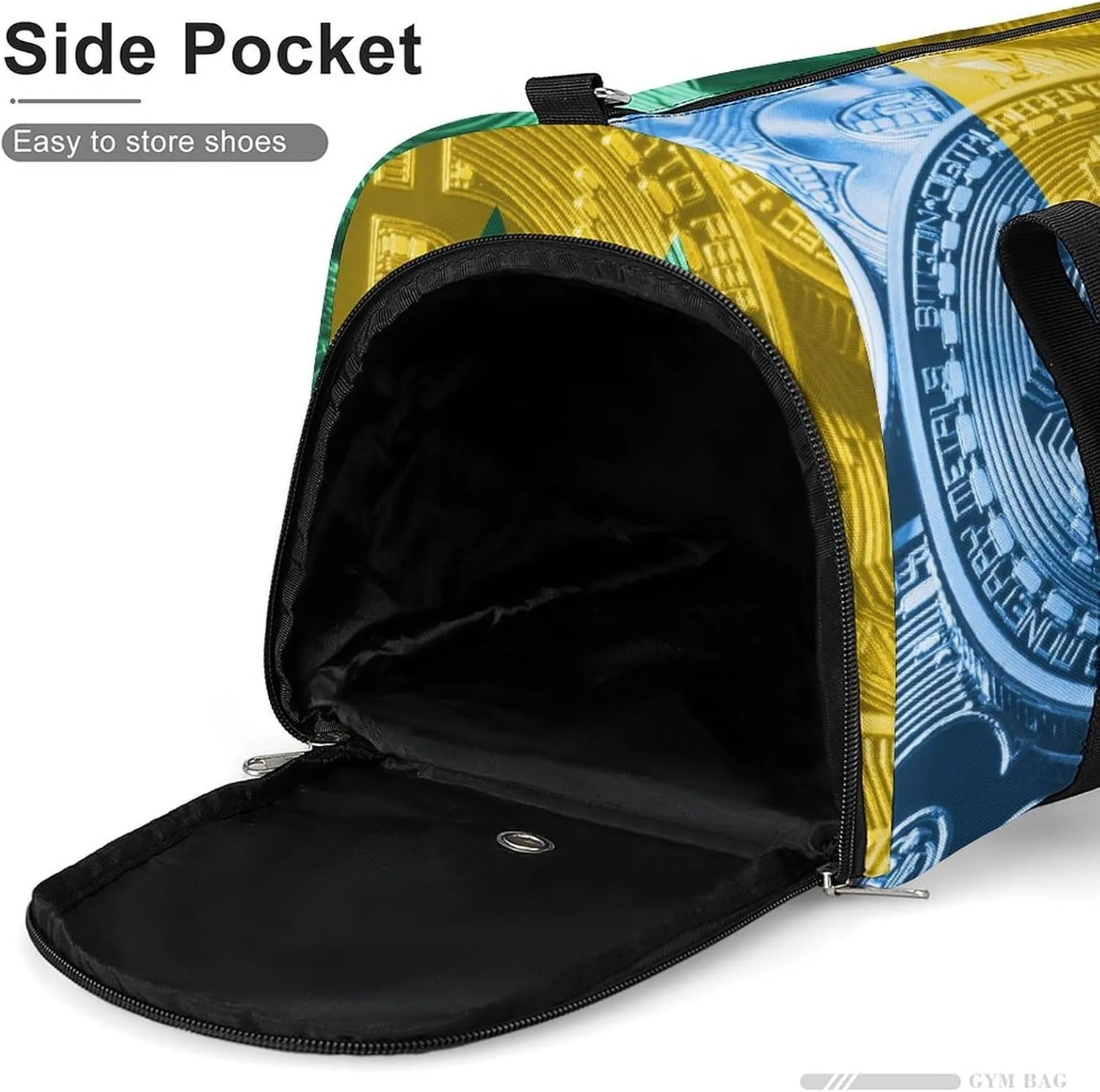 Saint Vincent Grenadines Flag Bitcoin Travel Duffel Bag with Shoe Compartment for Yoga and Sports