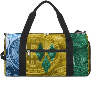 Saint Vincent Grenadines Flag Bitcoin Travel Duffel Bag with Shoe Compartment for Yoga and Sports