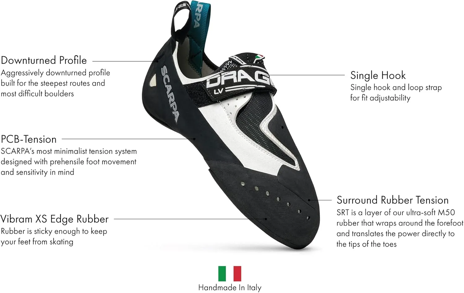 SCARPA Drago LV Rock Climbing Shoes for Sport Climbing and Bouldering - Low-Volume Fit and Specialized Performance for Sensitivity