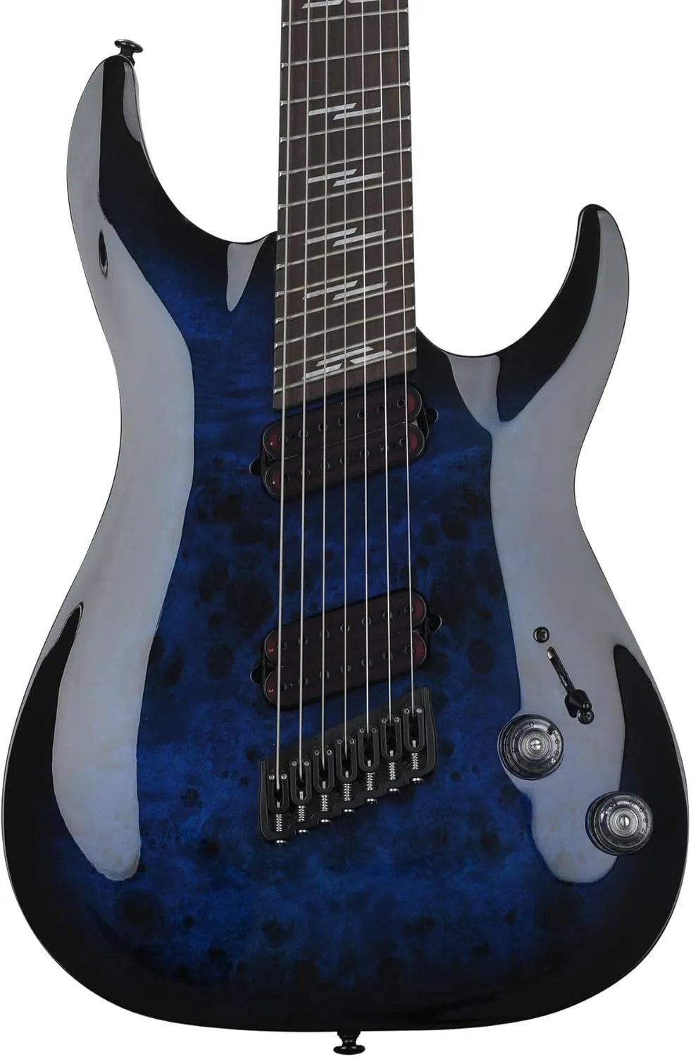 Schecter Omen Elite-7 Multiscale 7-string Electric Guitar - See Through Blue Burst