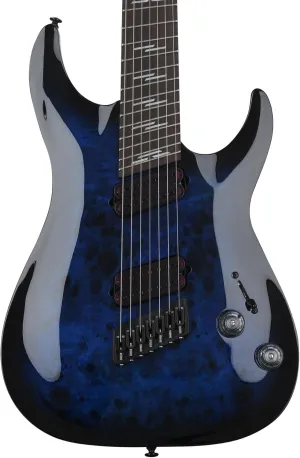 Schecter Omen Elite-7 Multiscale 7-string Electric Guitar - See Through Blue Burst
