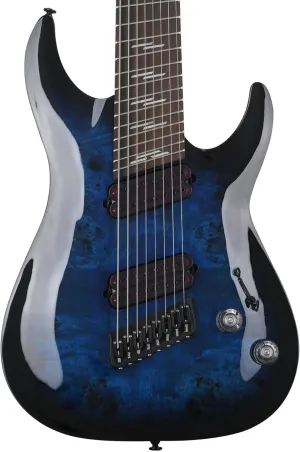Schecter Omen Elite-8 Multiscale 8-string Electric Guitar - See Through Blue Burst