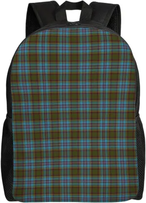 Scottish Clan Anderson Tartan Plaid Minimalist Laptop Backpack – Waterproof Business Travel Bag, Breathable Design, Modern Work & Leisure