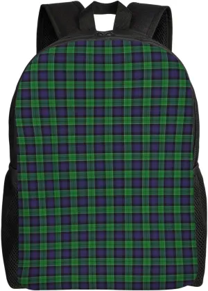 Scottish Clan Leslie Hunting Tartan Plaid Minimalist Laptop Backpack – Waterproof Business Travel Bag, Breathable Design, Modern Work & Leisure