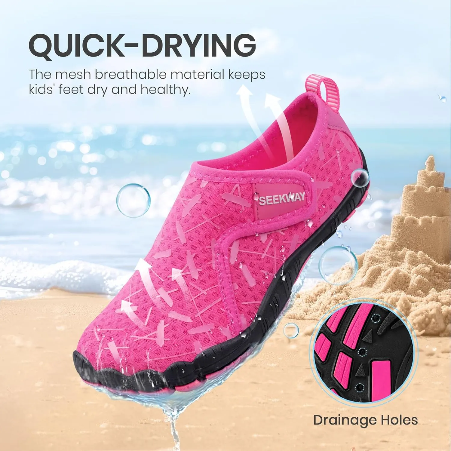 SEEKWAY Barefoot Water Shoes for Kids - Wide Toe Box and Quick-Dry Sand Shoes Toddler for Hiking Swim Beach Pool Kayak Sport Accessories, Camping Essentials Non-Slip for Boys Girls Sizes