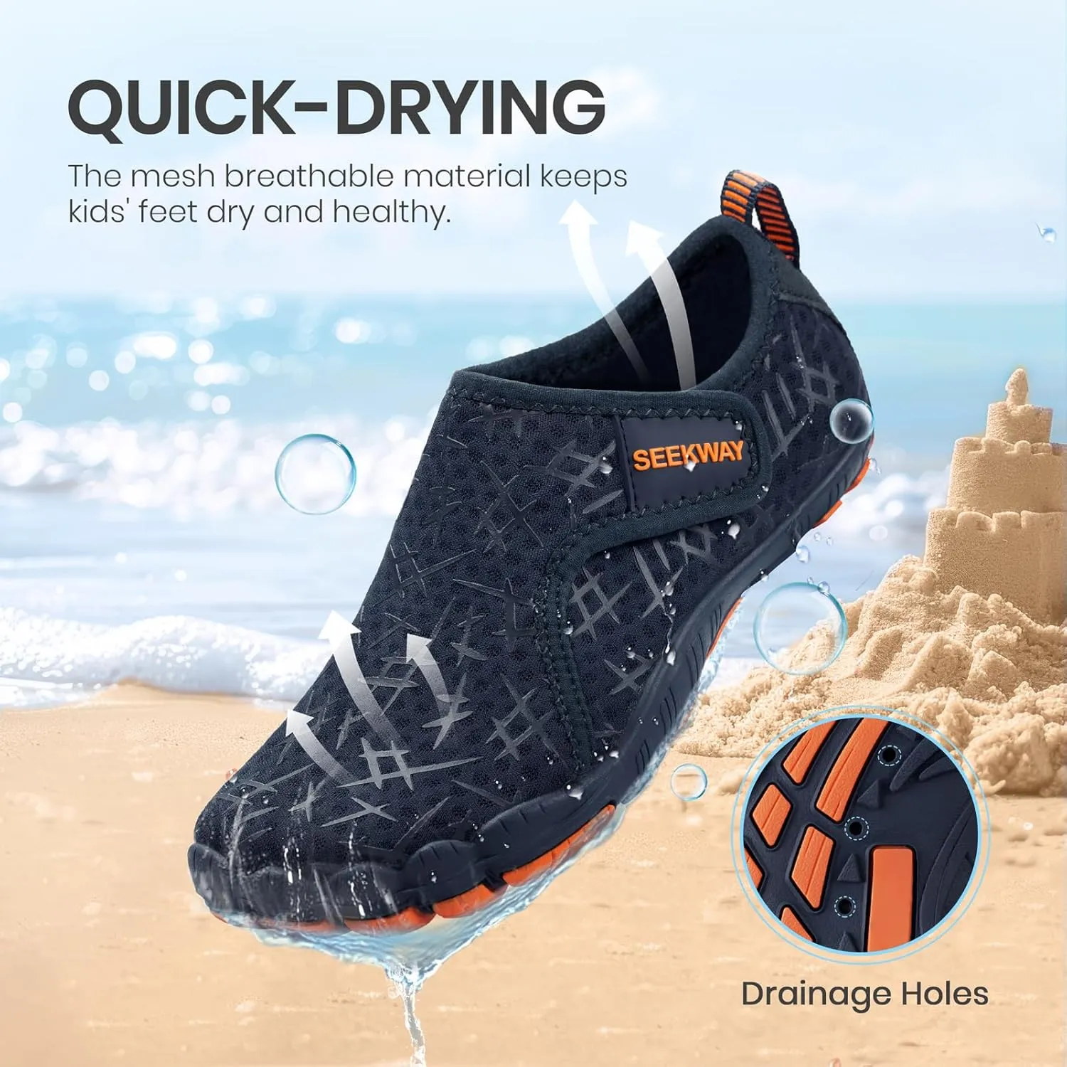 SEEKWAY Barefoot Water Shoes for Kids - Wide Toe Box and Quick-Dry Sand Shoes Toddler for Hiking Swim Beach Pool Kayak Sport Accessories, Camping Essentials Non-Slip for Boys Girls Sizes