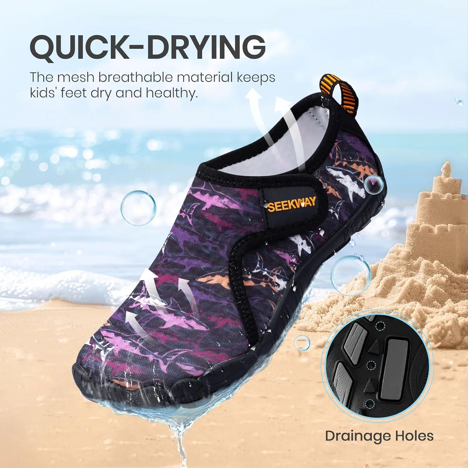 SEEKWAY Barefoot Water Shoes for Kids - Wide Toe Box and Quick-Dry Sand Shoes Toddler for Hiking Swim Beach Pool Kayak Sport Accessories, Camping Essentials Non-Slip for Boys Girls Sizes