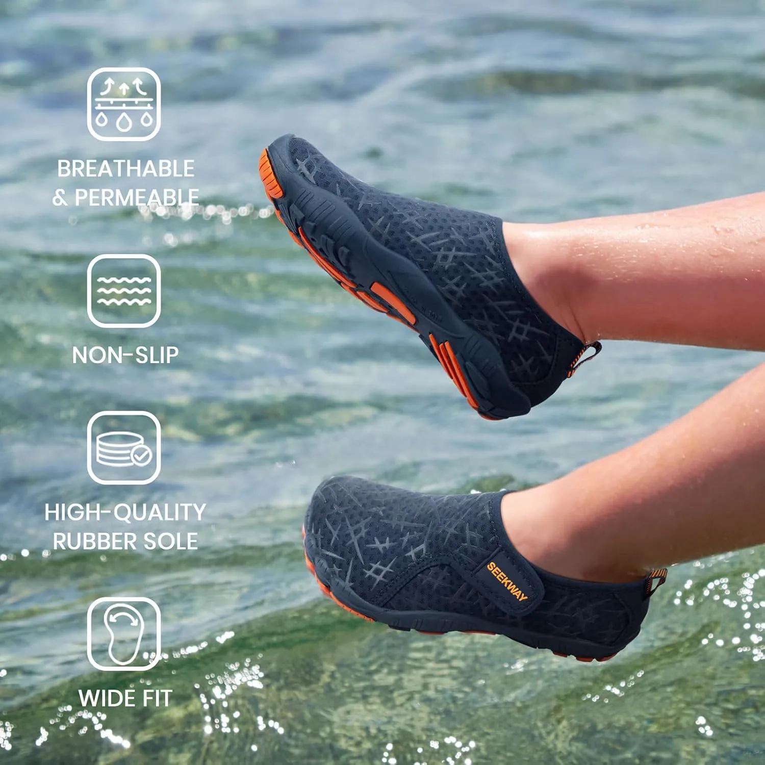 SEEKWAY Barefoot Water Shoes for Kids - Wide Toe Box and Quick-Dry Sand Shoes Toddler for Hiking Swim Beach Pool Kayak Sport Accessories, Camping Essentials Non-Slip for Boys Girls Sizes