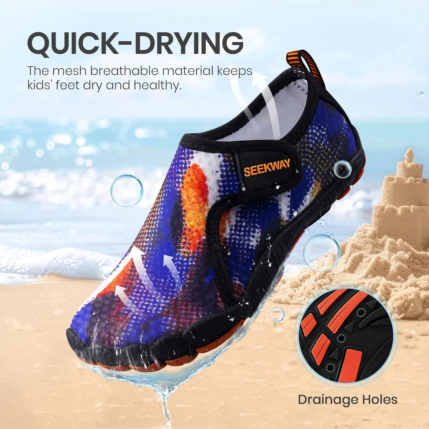 SEEKWAY Barefoot Water Shoes for Kids - Wide Toe Box and Quick-Dry Sand Shoes Toddler for Hiking Swim Beach Pool Kayak Sport Accessories, Camping Essentials Non-Slip for Boys Girls Sizes