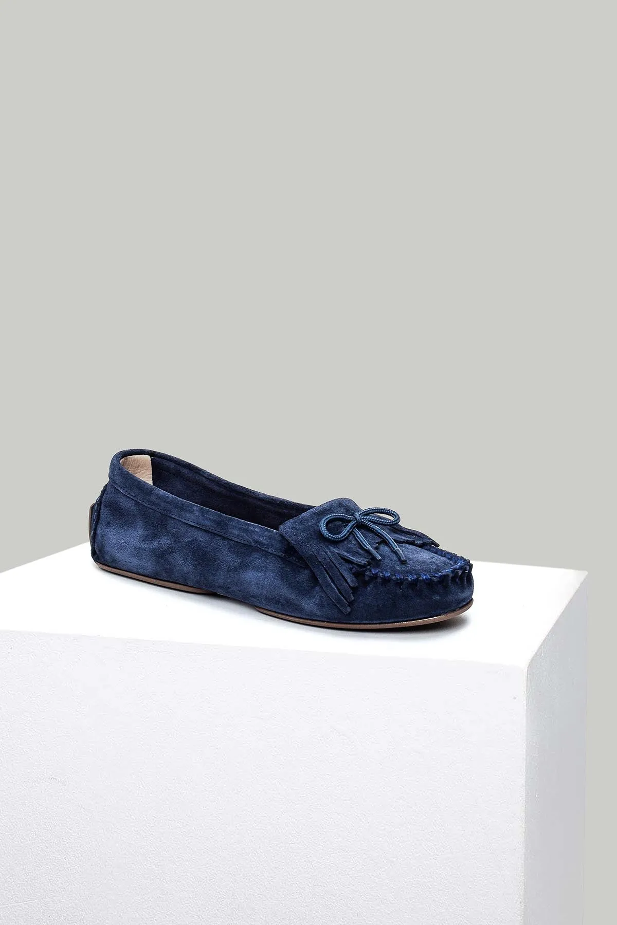 Süet Mavi Kadın Deri Loafer