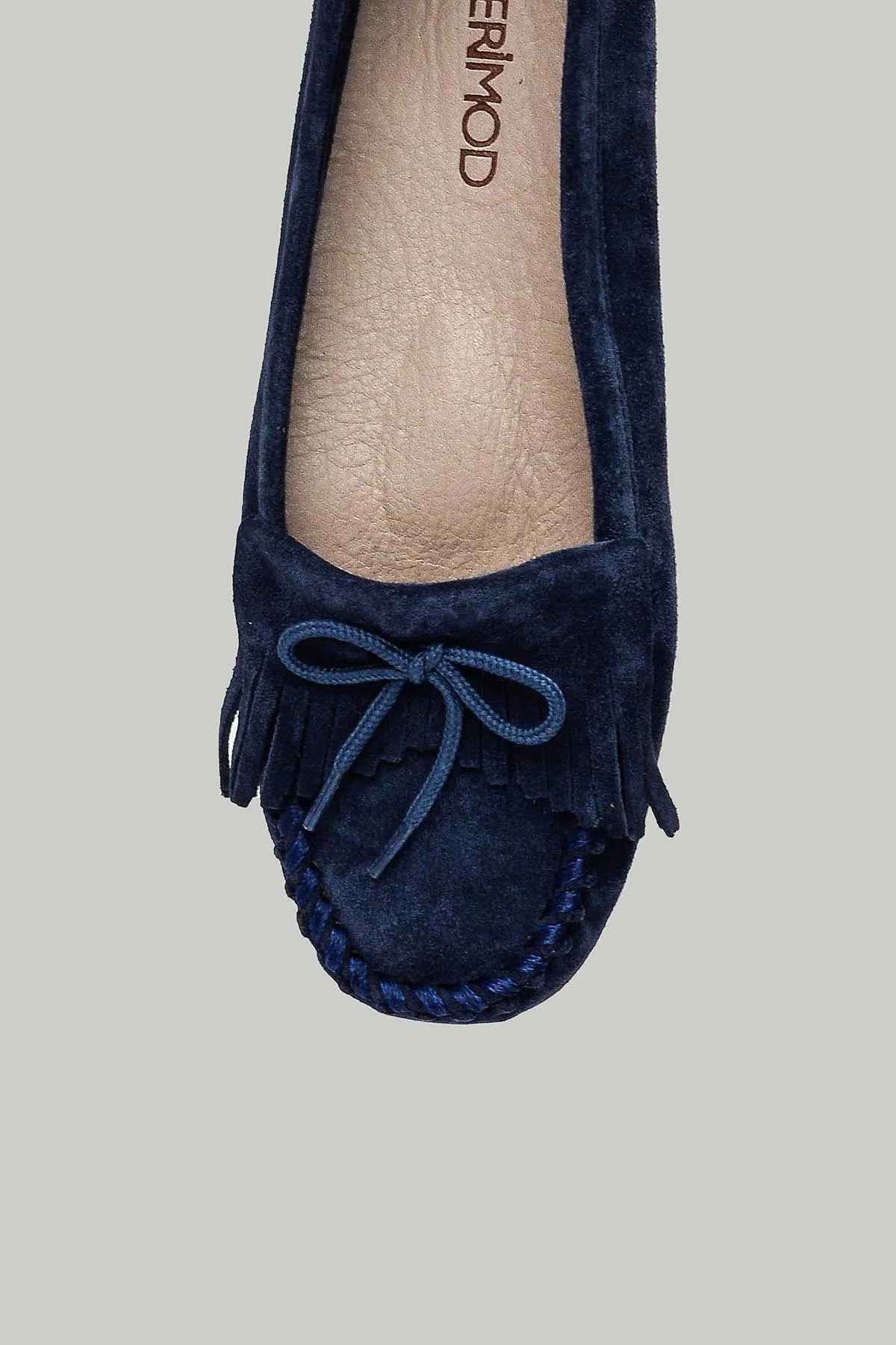 Süet Mavi Kadın Deri Loafer
