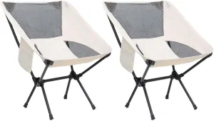 Set of 2 Outdoor Camping Chairs for Adults, Ultralight Portable Folding Chair with Carry Bag, 600D Oxford Fabric, 100KG Load Capacity, for Travel, Beach, Picnic, Hiking,White