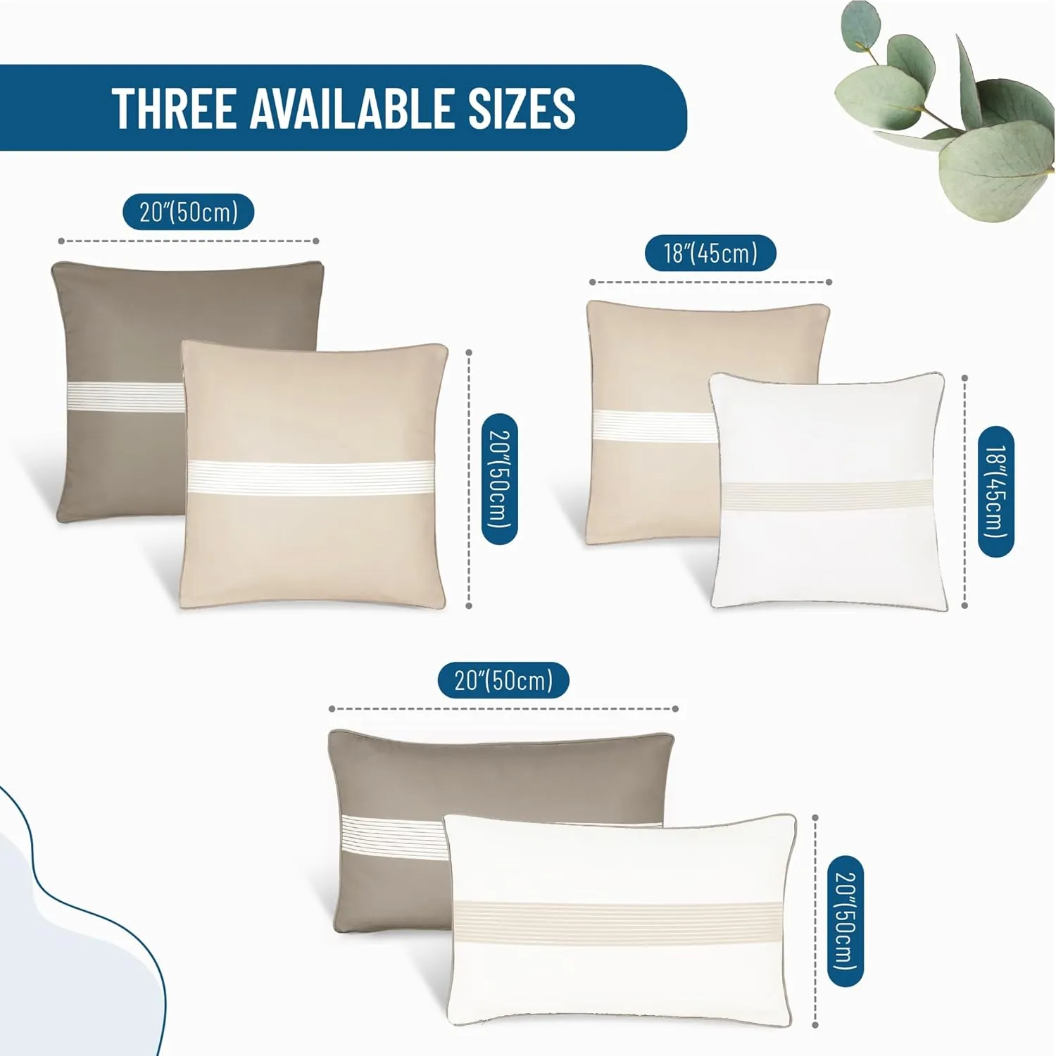 Set of 2 Outdoor Pillows Waterproof - Decorative Patio Throw Pillows for Outdoor Furniture - Lumbar & Accent Pillow Covers for Porch, Garden, Deck & Backyard (Brown and White, 20" x 12")