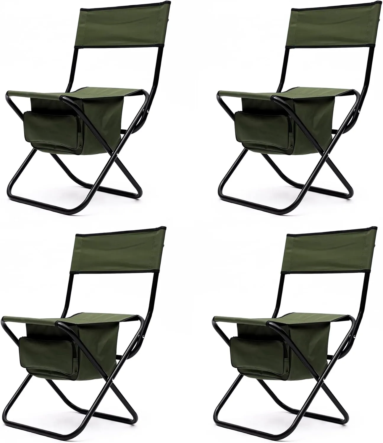 Set of 5, Indoor, Camping, Picnics, Beach,Backyard, BBQ, Party, Patio, Black/Green Folding Outdoor Table and Chairs Set