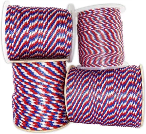 SGT KNOTS Solid Braided Polypropylene Derby Rope – Durable, Weatherproof Rope Ideal for Animal Handling, Boating, Camping, and Knot Tying Practice (3/8" x 50ft, RedWhiteBlue)