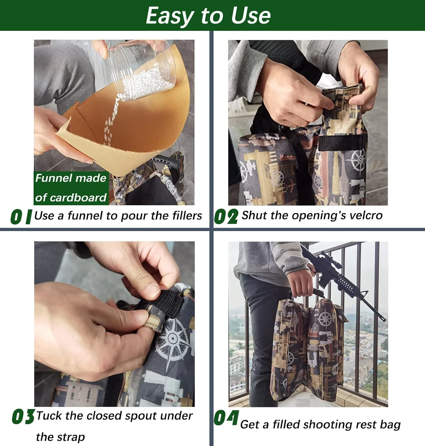 Shooting Rest Bag Unfilled Water-Proof Oxford Support Sand Bags，Durable Sighting Bracket Portable Shooting Bench Stand Holders for Rifles/Guns/Hunting/Target Sports
